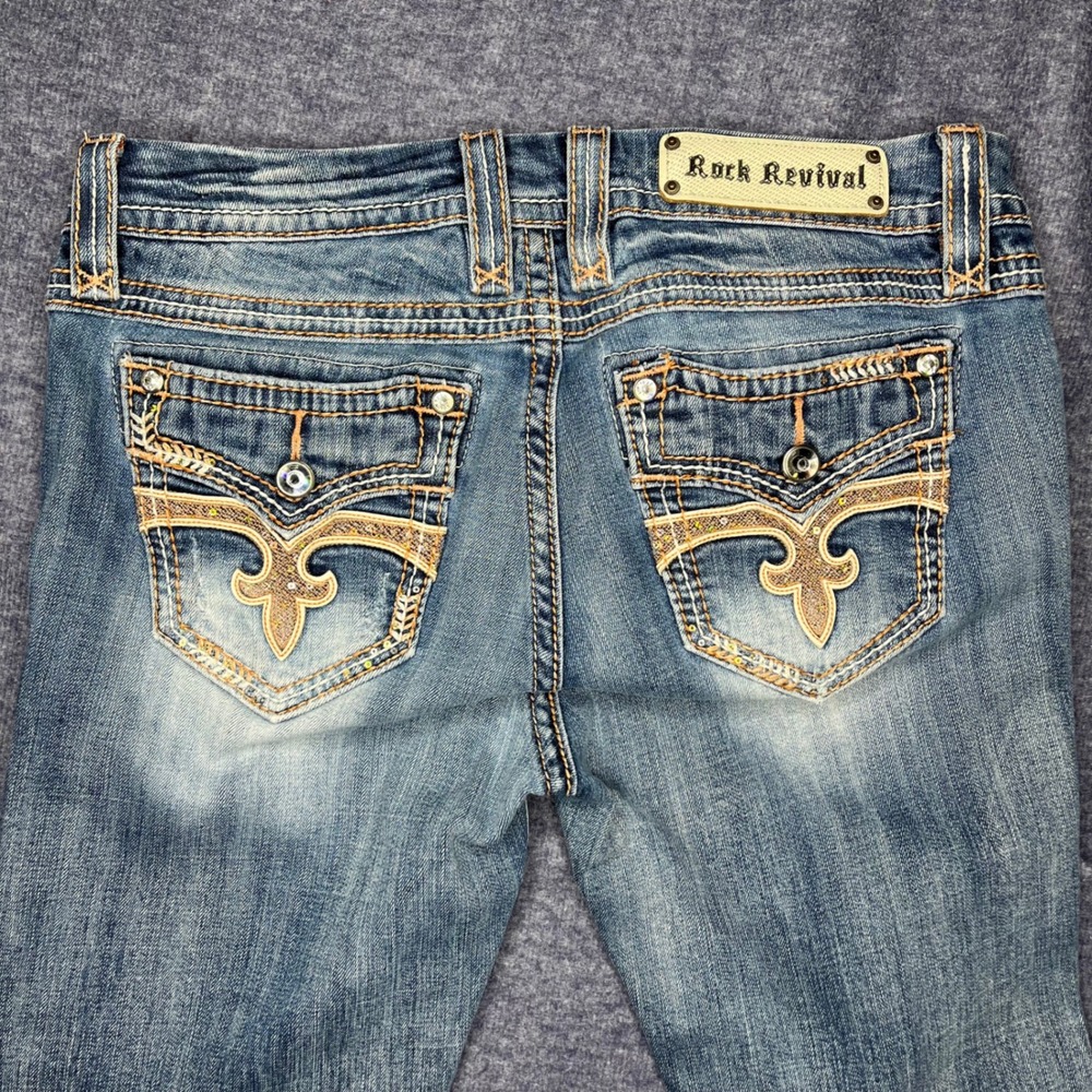 Rock Revival Ligeia Easy Crop Womens Jeans Size‎ 29 Rhinestone Embellished